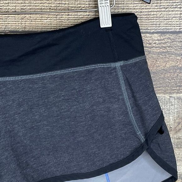 Lululemon Speed Shorts Heathered Black Lakeside Blue SZ 8 - Picture 2 of 10